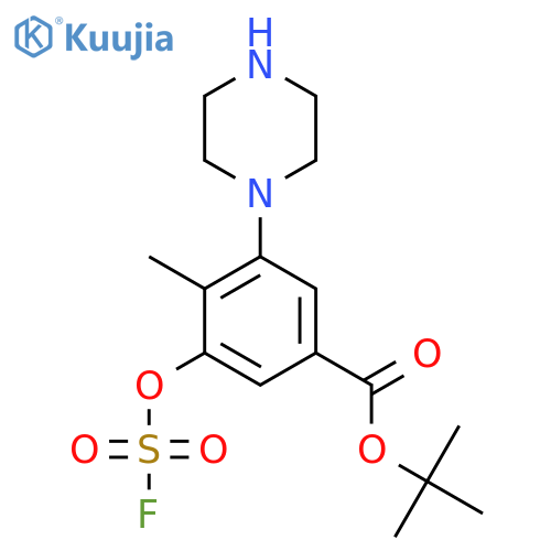 Tert-butyl 3-[(fluorosulfonyl)oxy]-4-methyl-5-(piperazin-1-yl)benzoate structure