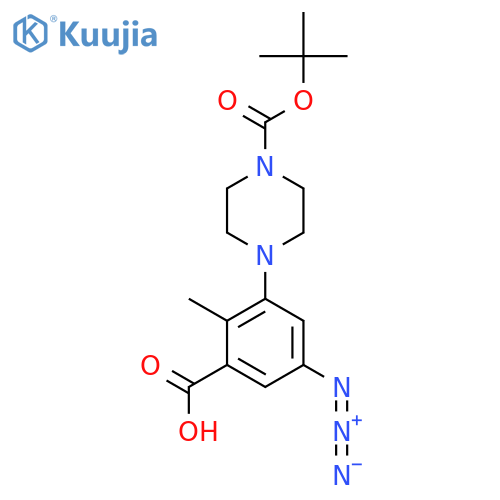 5-azido-3-{4-(tert-butoxy)carbonylpiperazin-1-yl}-2-methylbenzoic acid structure
