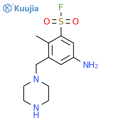 5-amino-2-methyl-3-(piperazin-1-yl)methylbenzene-1-sulfonyl fluoride structure