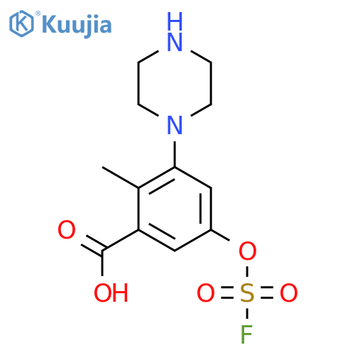 5-[(Fluorosulfonyl)oxy]-2-methyl-3-(piperazin-1-yl)benzoic acid structure