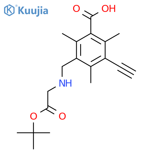 3-({[2-(Tert-butoxy)-2-oxoethyl]amino}methyl)-5-ethynyl-2,4,6-trimethylbenzoic acid structure
