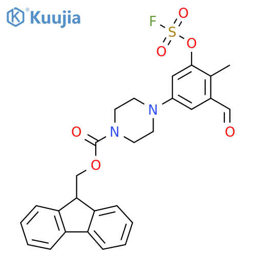 (9H-fluoren-9-yl)methyl 4-{3-(fluorosulfonyl)oxy-5-formyl-4-methylphenyl}piperazine-1-carboxylate structure