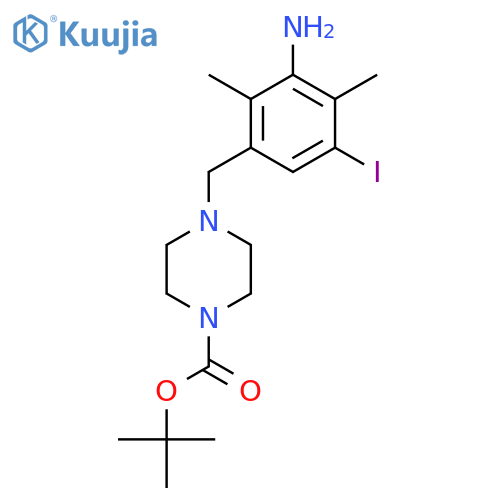 tert-butyl 4-(3-amino-5-iodo-2,4-dimethylphenyl)methylpiperazine-1-carboxylate structure