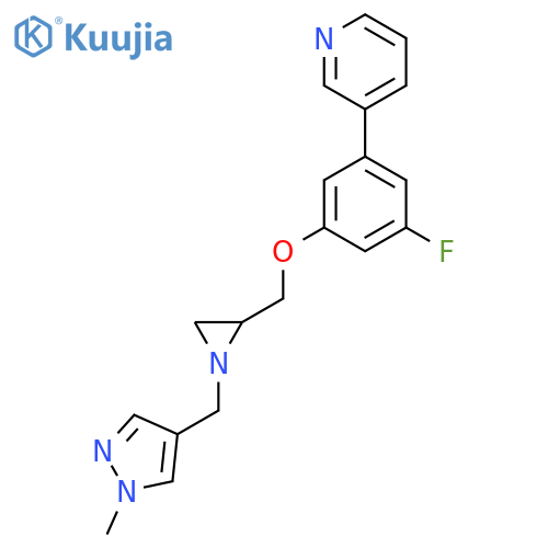 3-[3-Fluoro-5-[[1-[(1-methylpyrazol-4-yl)methyl]aziridin-2-yl]methoxy]phenyl]pyridine structure