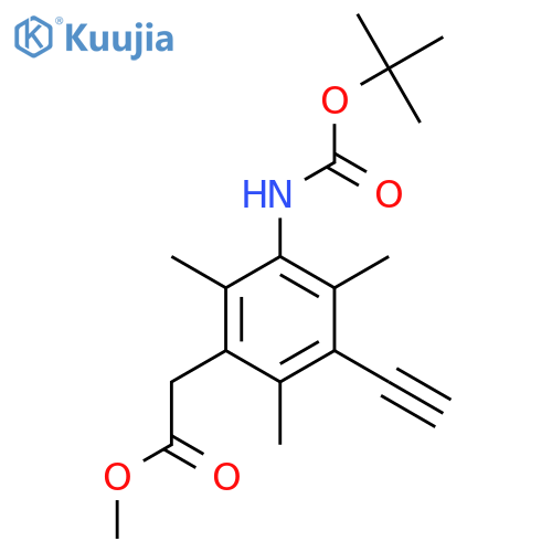 methyl 2-(3-{(tert-butoxy)carbonylamino}-5-ethynyl-2,4,6-trimethylphenyl)acetate structure