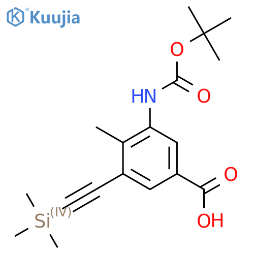 3-{(tert-butoxy)carbonylamino}-4-methyl-5-2-(trimethylsilyl)ethynylbenzoic acid structure