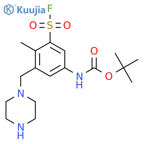 tert-butyl N-3-(fluorosulfonyl)-4-methyl-5-(piperazin-1-yl)methylphenylcarbamate structure