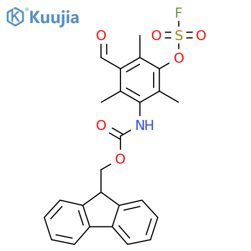 (9H-fluoren-9-yl)methyl N-{3-(fluorosulfonyl)oxy-5-formyl-2,4,6-trimethylphenyl}carbamate structure