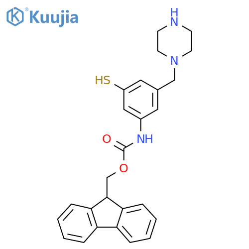 (9H-fluoren-9-yl)methyl N-{3-(piperazin-1-yl)methyl-5-sulfanylphenyl}carbamate structure