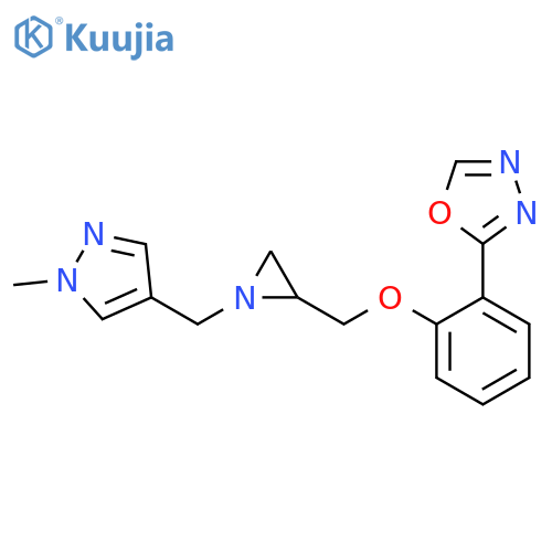 2-[2-[[1-[(1-Methylpyrazol-4-yl)methyl]aziridin-2-yl]methoxy]phenyl]-1,3,4-oxadiazole structure