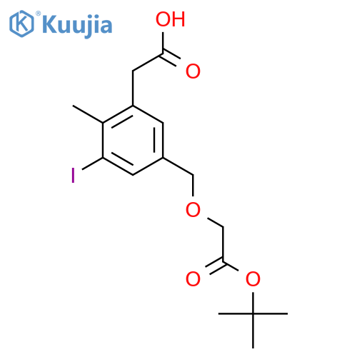 2-(5-{2-(tert-butoxy)-2-oxoethoxymethyl}-3-iodo-2-methylphenyl)acetic acid structure