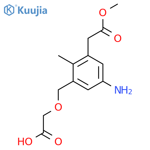 2-{5-amino-3-(2-methoxy-2-oxoethyl)-2-methylphenylmethoxy}acetic acid structure