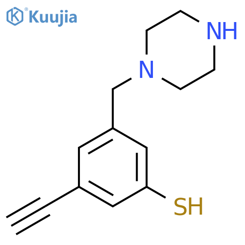 3-ethynyl-5-(piperazin-1-yl)methylbenzene-1-thiol structure