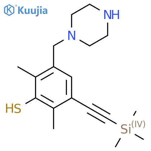 2,6-Dimethyl-3-[(piperazin-1-yl)methyl]-5-[2-(trimethylsilyl)ethynyl]benzene-1-thiol structure