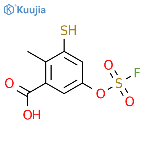 5-(fluorosulfonyl)oxy-2-methyl-3-sulfanylbenzoic acid structure