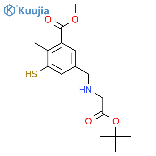 methyl 5-({2-(tert-butoxy)-2-oxoethylamino}methyl)-2-methyl-3-sulfanylbenzoate structure
