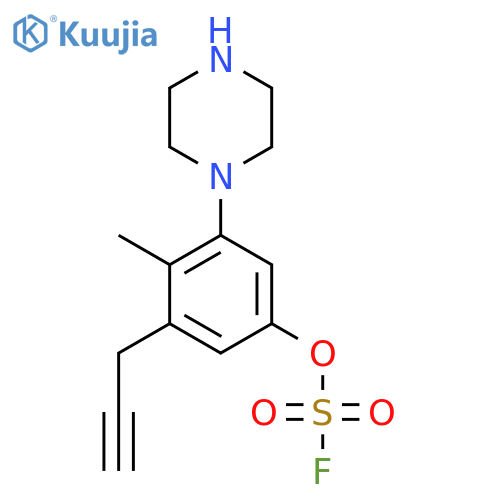4-Methyl-3-(piperazin-1-yl)-5-(prop-2-yn-1-yl)phenyl sulfurofluoridate structure