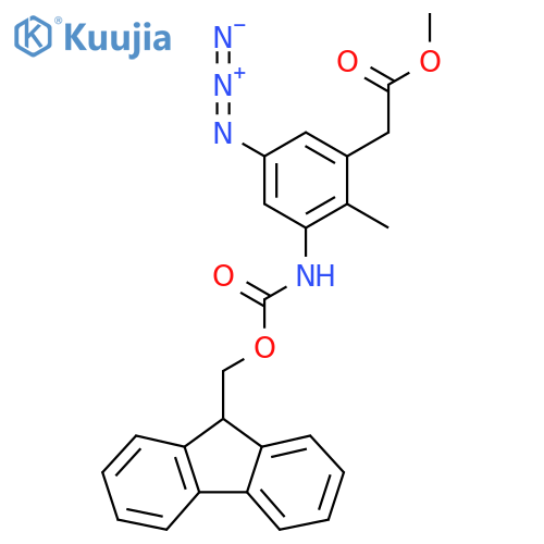methyl 2-5-azido-3-({(9H-fluoren-9-yl)methoxycarbonyl}amino)-2-methylphenylacetate structure