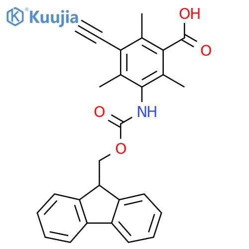 3-ethynyl-5-({(9H-fluoren-9-yl)methoxycarbonyl}amino)-2,4,6-trimethylbenzoic acid structure