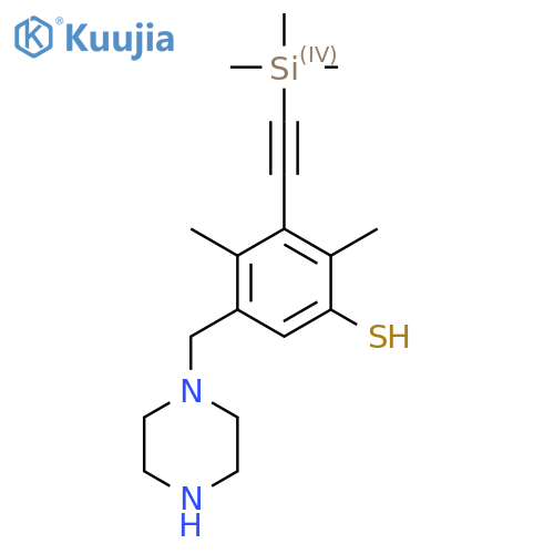 2,4-Dimethyl-5-[(piperazin-1-yl)methyl]-3-[2-(trimethylsilyl)ethynyl]benzene-1-thiol structure