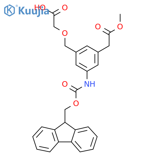 2-{3-({(9H-fluoren-9-yl)methoxycarbonyl}amino)-5-(2-methoxy-2-oxoethyl)phenylmethoxy}acetic acid structure