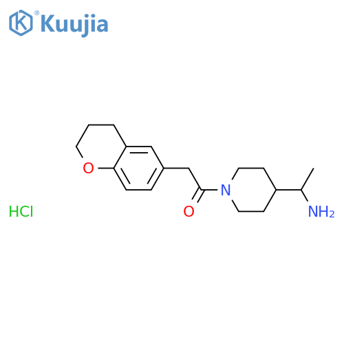 1-4-(1-aminoethyl)piperidin-1-yl-2-(3,4-dihydro-2H-1-benzopyran-6-yl)ethan-1-one hydrochloride structure