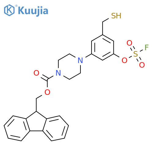(9H-fluoren-9-yl)methyl 4-{3-(fluorosulfonyl)oxy-5-(sulfanylmethyl)phenyl}piperazine-1-carboxylate structure