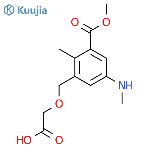 2-{3-(methoxycarbonyl)-2-methyl-5-(methylamino)phenylmethoxy}acetic acid structure