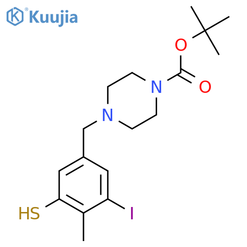 tert-butyl 4-(3-iodo-4-methyl-5-sulfanylphenyl)methylpiperazine-1-carboxylate structure