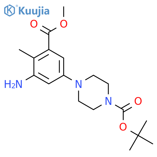 tert-butyl 4-3-amino-5-(methoxycarbonyl)-4-methylphenylpiperazine-1-carboxylate structure