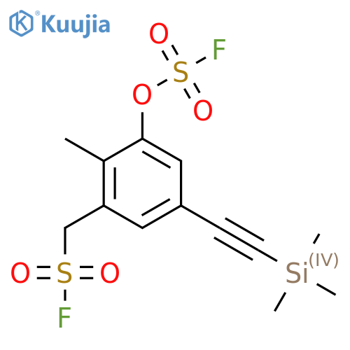 {3-[(Fluorosulfonyl)oxy]-2-methyl-5-[2-(trimethylsilyl)ethynyl]phenyl}methanesulfonyl fluoride structure