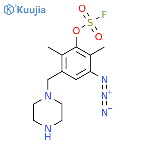 3-Azido-2,6-dimethyl-5-[(piperazin-1-yl)methyl]phenyl sulfurofluoridate structure