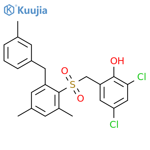<br>2,4-Dichloro-6-(((2,4-dimethyl-6-(3-methylbenzyl)phenyl)sulfonyl)methyl)phe nol structure