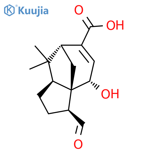 (1S,2S,5S,7R,10S)-2-Formyl-10-hydroxy-6,6-dimethyltricyclo[5.3.1.01,5]undec-8-ene-8-carboxylic acid structure
