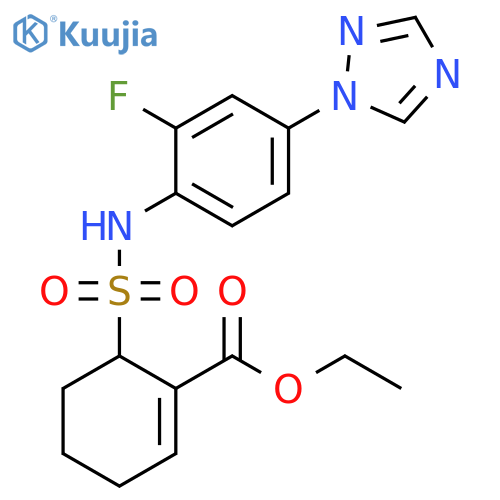 1-Cyclohexene-1-carboxylic acid,6-[[[2-fluoro-4-(1H-1,2,4-triazol-1-yl)phenyl]amino]sulfonyl]-, ethyl ester structure