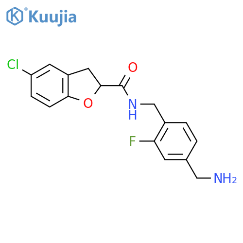 N-{4-(aminomethyl)-2-fluorophenylmethyl}-5-chloro-2,3-dihydro-1-benzofuran-2-carboxamide structure
