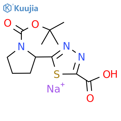 sodium 5-{1-(tert-butoxy)carbonylpyrrolidin-2-yl}-1,3,4-thiadiazole-2-carboxylate structure
