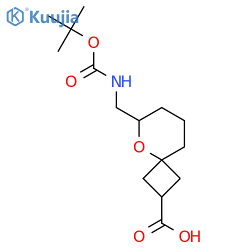 6-({(tert-butoxy)carbonylamino}methyl)-5-oxaspiro3.5nonane-2-carboxylic acid structure