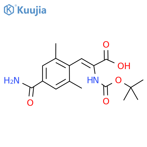 (Z)-2-((tert-butoxycarbonyl)amino)-3-(4-carbamoyl-2,6-dimethylphenyl)acrylic acid structure