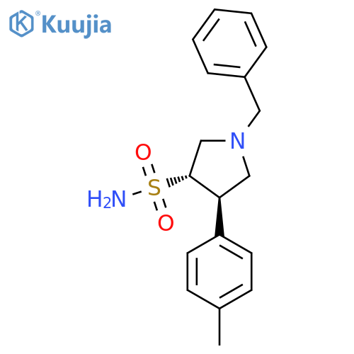 rac-(3R,4S)-1-benzyl-4-(4-methylphenyl)pyrrolidine-3-sulfonamide structure