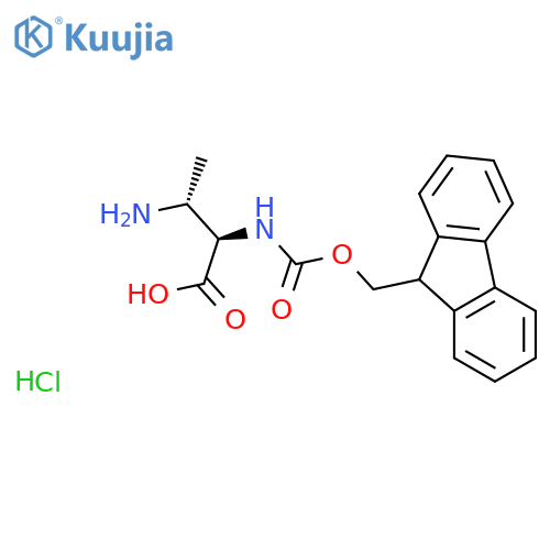 (2R,3R)-3-amino-2-({(9H-fluoren-9-yl)methoxycarbonyl}amino)butanoic acid hydrochloride structure