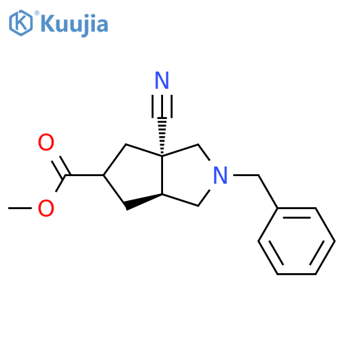 Methyl (3aS,6aS)-2-benzyl-3a-cyano-1,3,4,5,6,6a-hexahydrocyclopenta[c]pyrrole-5-carboxylate structure