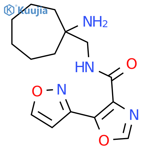 N-(1-aminocycloheptyl)methyl-5-(1,2-oxazol-3-yl)-1,3-oxazole-4-carboxamide structure
