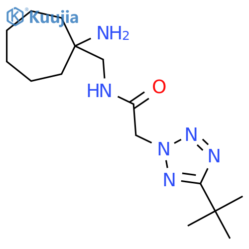 N-(1-aminocycloheptyl)methyl-2-(5-tert-butyl-2H-1,2,3,4-tetrazol-2-yl)acetamide structure