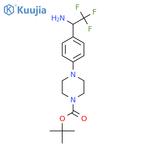 Tert-butyl 4-[4-(1-amino-2,2,2-trifluoroethyl)phenyl]piperazine-1-carboxylate structure