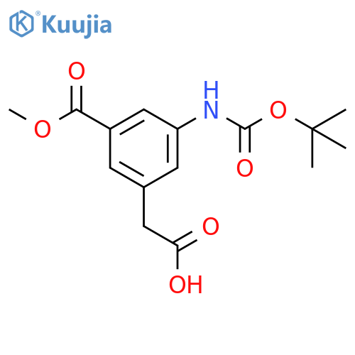 2-(3-{(tert-butoxy)carbonylamino}-5-(methoxycarbonyl)phenyl)acetic acid structure
