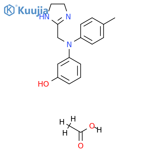 3-[(4,5-dihydro-1H-imidazol-2-ylmethyl)(4-methylphenyl)amino]phenol; acetic acid structure