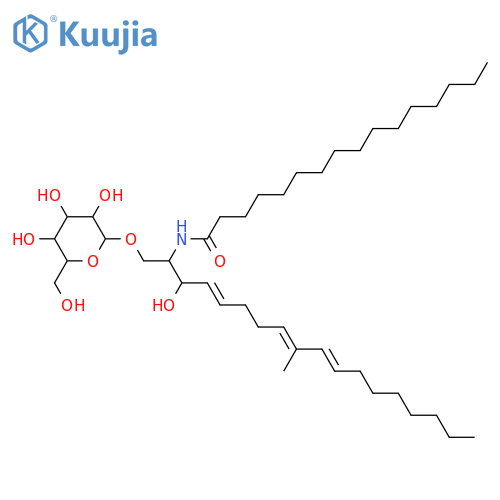 2-Amino-9-methyl-4,8,10-octadecatriene-1,3-diol; (2S,3R,4E,8E,10E)-form, N-Hexadecanoyl, 1-O-α-D-glucopyranoside structure