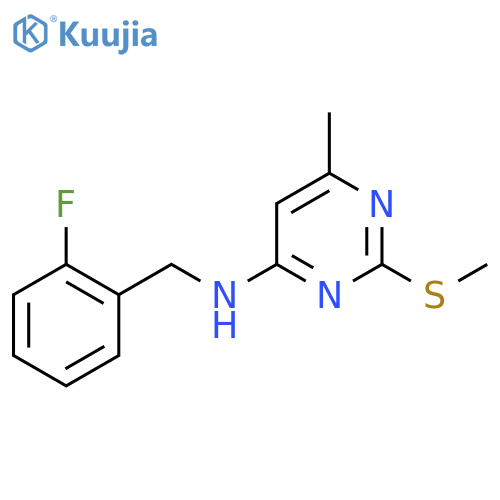 N-[(2-fluorophenyl)methyl]-6-methyl-2-(methylsulfanyl)pyrimidin-4-amine structure
