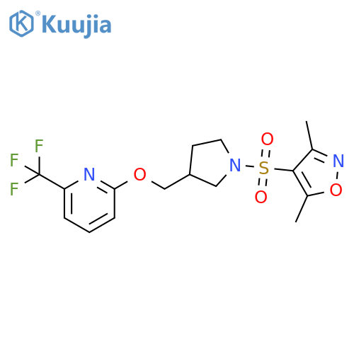 2-({1-[(3,5-dimethyl-1,2-oxazol-4-yl)sulfonyl]pyrrolidin-3-yl}methoxy)-6-(trifluoromethyl)pyridine structure